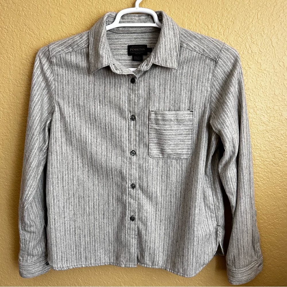 Pendleton Wool Cropped Long Sleeve Button Down Lo… - image 2